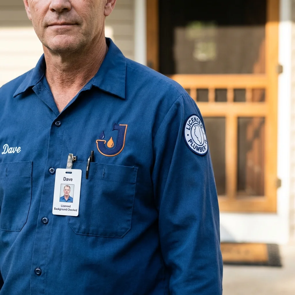 Licensed plumber showing ID badge in Bellefonte, PA