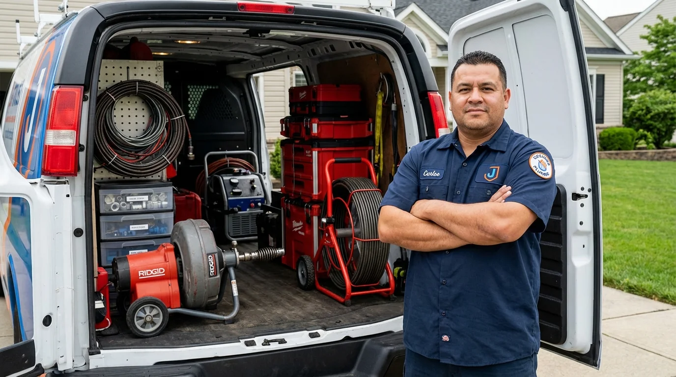 Professional drain cleaning equipment and Johns Plumbing LLC plumber in Bellefonte