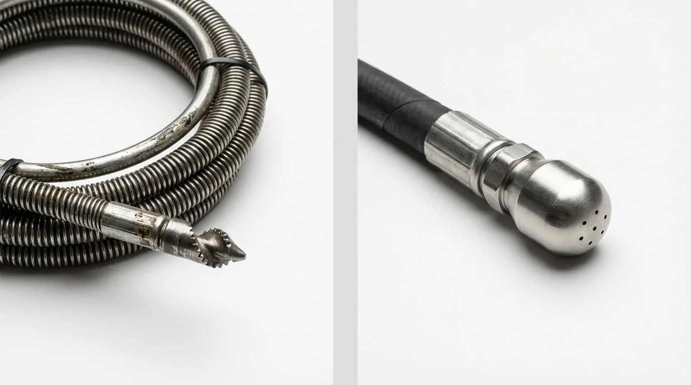 Drain snake cable and hydro jetting nozzle used for drain cleaning in Bellefonte, PA