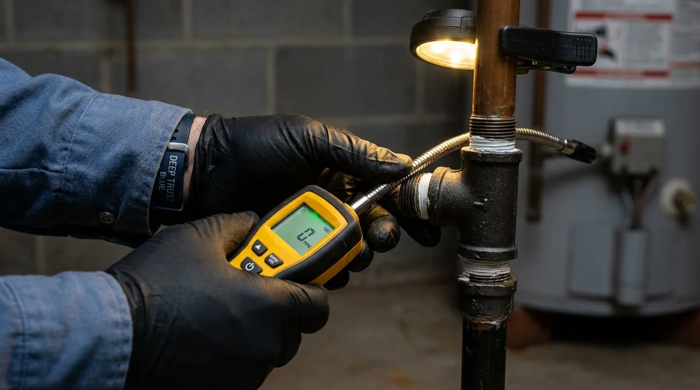 Gas leak detection with electronic sniffer by Johns Plumbing LLC in Bellefonte
