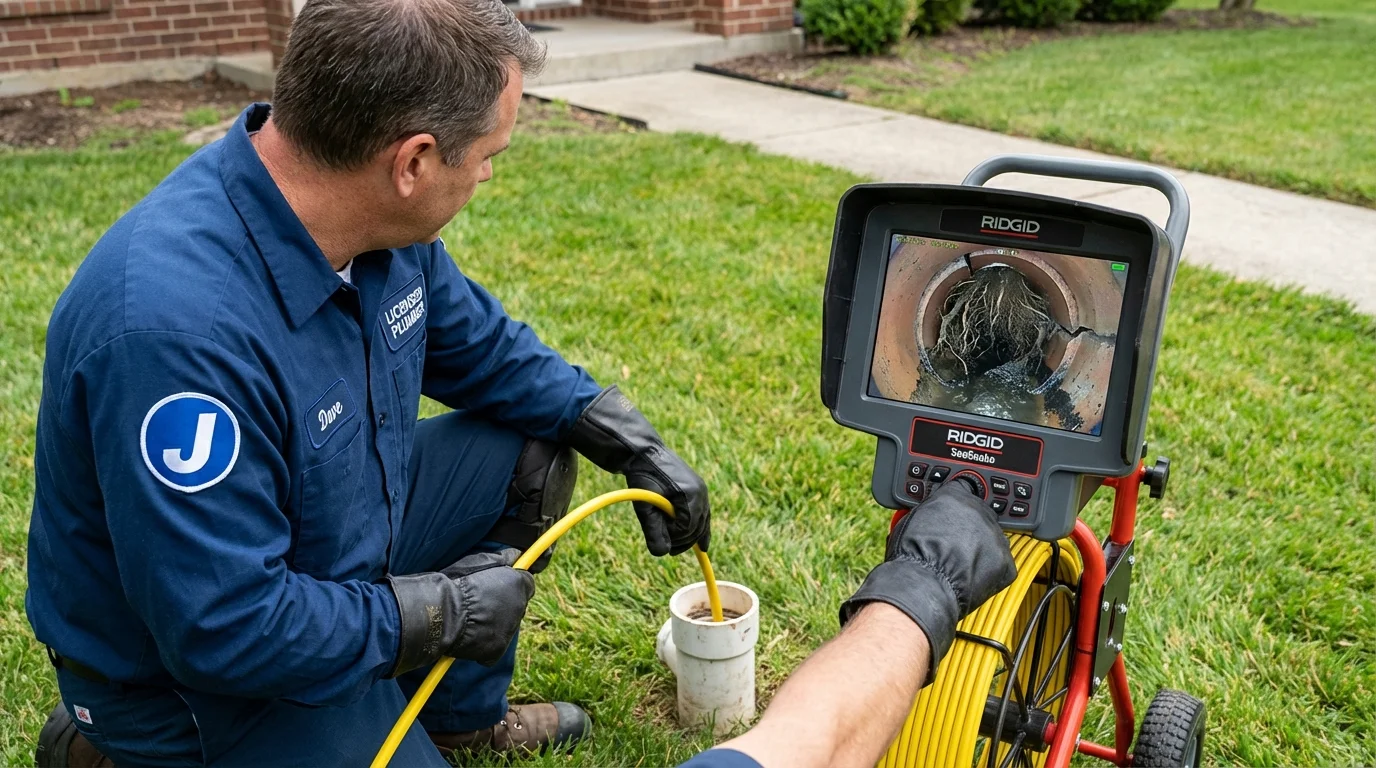 Sewer camera inspection being performed by Johns Plumbing LLC in Bellefonte
