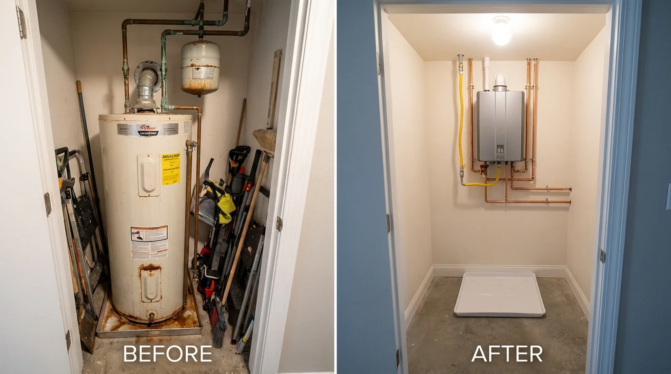 Tank water heater versus wall-mounted tankless unit comparison for Bellefonte, PA homeowners