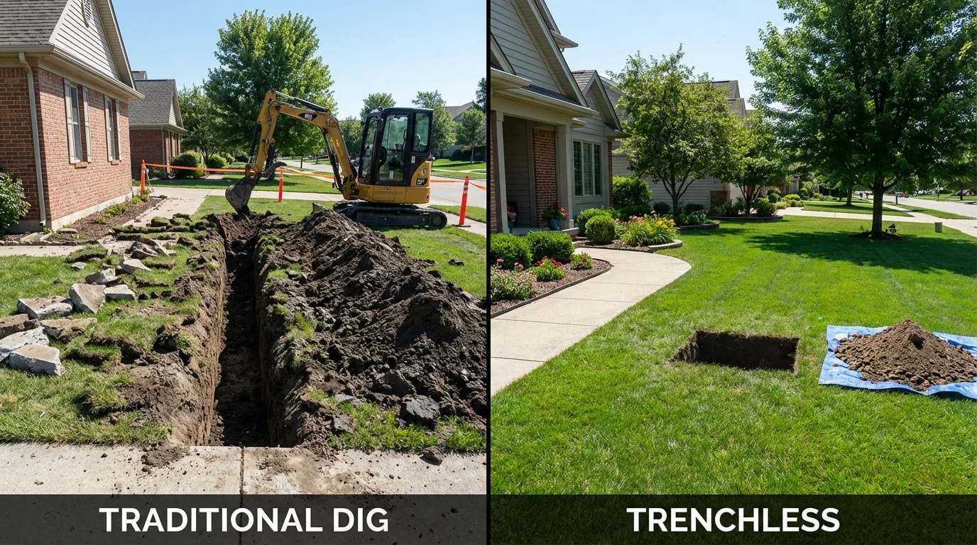 Trenchless sewer repair with minimal yard damage versus traditional excavation in Bellefonte, PA